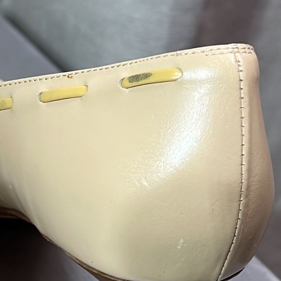 Ann taylor Laced Topline & Bow Vamp Snipped Toe Kitten Heel Pumps Nude Leather - Picture 7 of 9